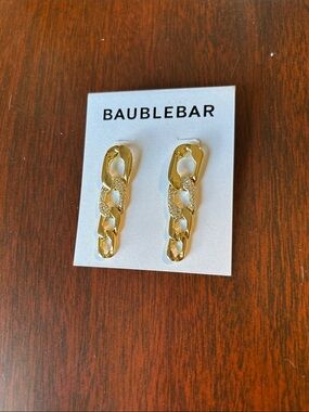 BaubleBar Gold Pavé Chain-Link Drop Earrings